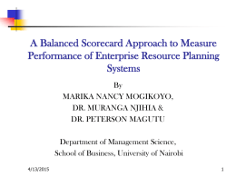 A Balanced Scorecard Approach to Measure ERP Performance