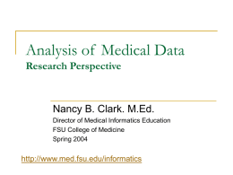 Analysis of Medical Data - Florida State University College of Medicine