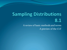 Sampling Distributions 8.1