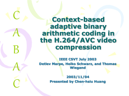 Context-based adaptive binary arithmetic coding in the H