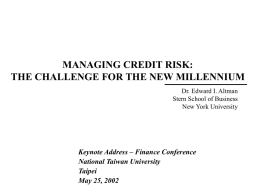 CREDIT RISK MANAGEMENT: THE NEXT GREAT FINANCIAL …