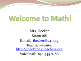 Welcome to Math! - Glen Ellyn School District 41