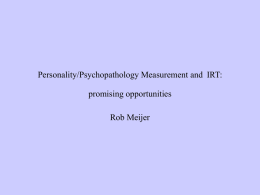 Personality Research and IRT