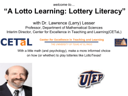 Lottery Lecture 2014 (April 11 version)