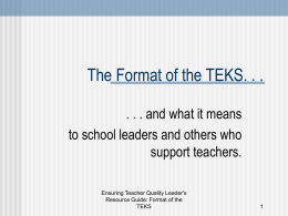 TEKS Format - The Charles A. Dana Center