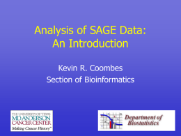 Analysis of SAGE Data: An Introduction