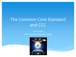 The Common Core Standard and CCC