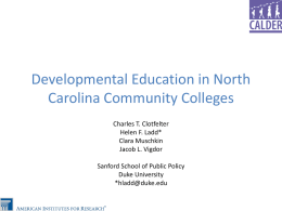 Developmental Education in North Carolina Community Colleges