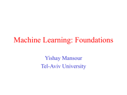 Machine Learning - Tel Aviv University