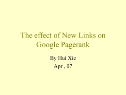 The effect of New Links on Google Pagerank