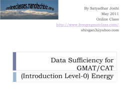 Data Sufficiency for GMAT/CAT