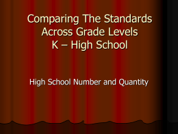 Comparing The Standards Across Grade Levels PK – High School