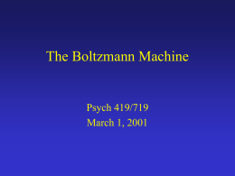 The Boltzmann Machine - Carnegie Mellon University