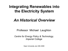 Integrating Renewables into the Electricity System Overview