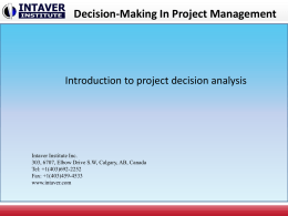 Decision and Risk Analysis in Project Management