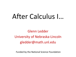 After Calculus I… - UNL | Arts & Sciences