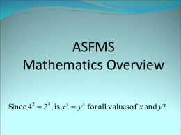 ASFMS Mathematics Overview