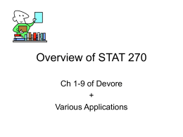 Overview of STAT 270