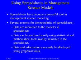 Using Spreadsheets in Management Science Models