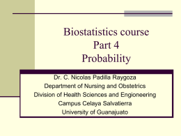 Biostatistics course Part 4 Probability