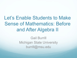 Let`s Enable Students to Make Sense of Mathematics: Before and