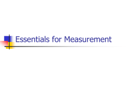 Essentials for Measurement