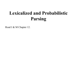 Lecture 9 - Probabilistic Parsing