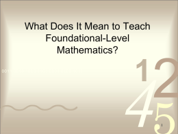 What is Foundational Level Mathematics?