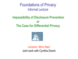 The Impossibility of Disclosure Prevention or The Case for