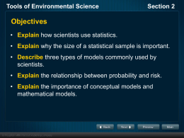 Tools of Environmental Science Section 2 Mathematical Models