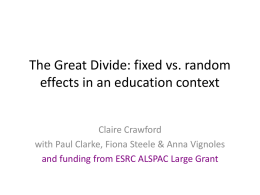 fixed vs. random effects in an education context (Office document