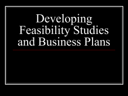 Developing Feasibility Studies and Business Plans