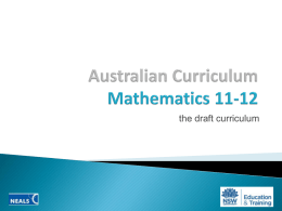 The draft Australian curriculum
