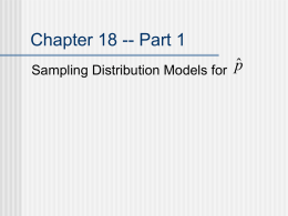 Chapter 18 – Part 1 Sampling Distribution Models for