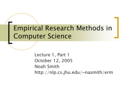 Empirical Research Methods in Computer Science