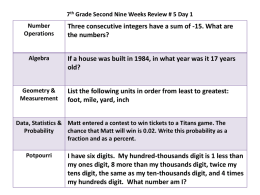7th Grade Second Nine Weeks Review # 5 Day 1