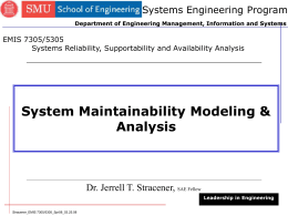 Systems Maintainability Models & analysis
