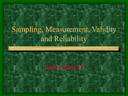 Sampling and Measurement