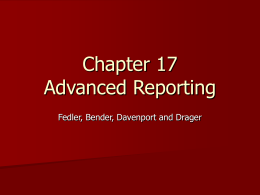 Chapter 17 Advanced Reporting