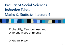 Plan of Maths and Stats Lecture 4: Probability