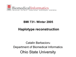 SNP Haplotype reconstruction Statistics 246, Week 14 2002, Lecture 2