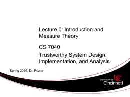 Lecture 0: Introduction and Measure Theory