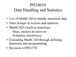 PH24010 - Statistics with MathCAD