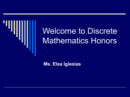 Welcome to Discrete Mathematics Honors