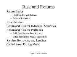 Risk and Return for a Portfolio