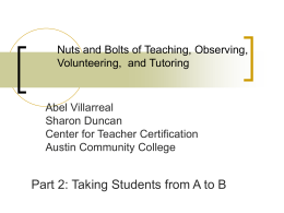 Nuts and Bolts of Teaching and Tutoring