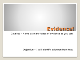 Evidence! - kelleyscience