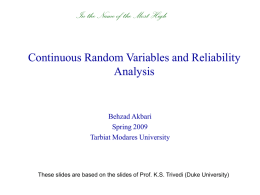Continuous Random Variables and Reliability Analysis