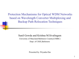 Protection mechanisms for optical WDM networks based on