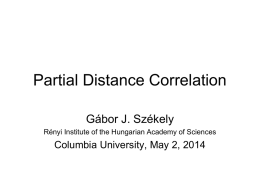 Partial Distance Correlation - 2013-2014 Focus Year on